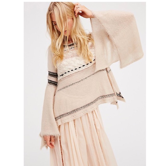 Free People Sweaters - Free People Craft Time Cream Sweater Bell Sleeves
